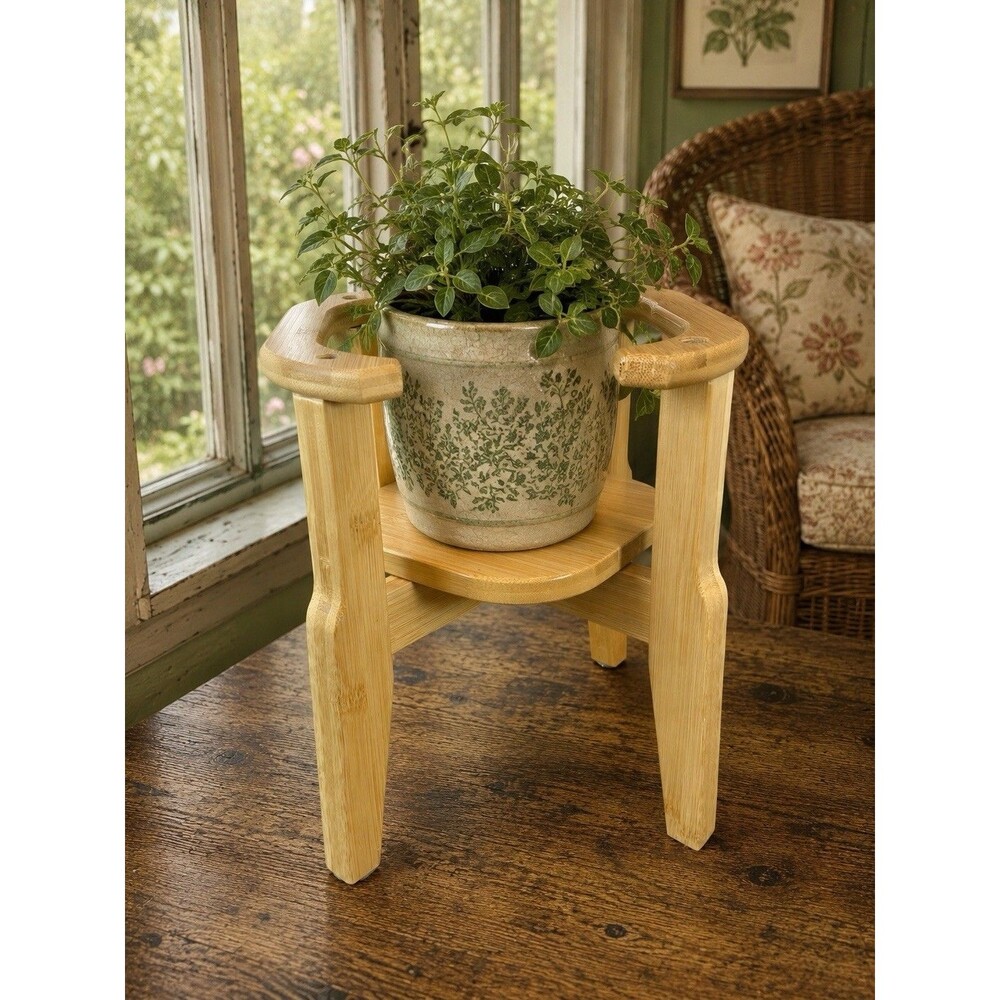 Handmade Bamboo Plant Stand Mid Century Modern Planter Holder Rustic Decor